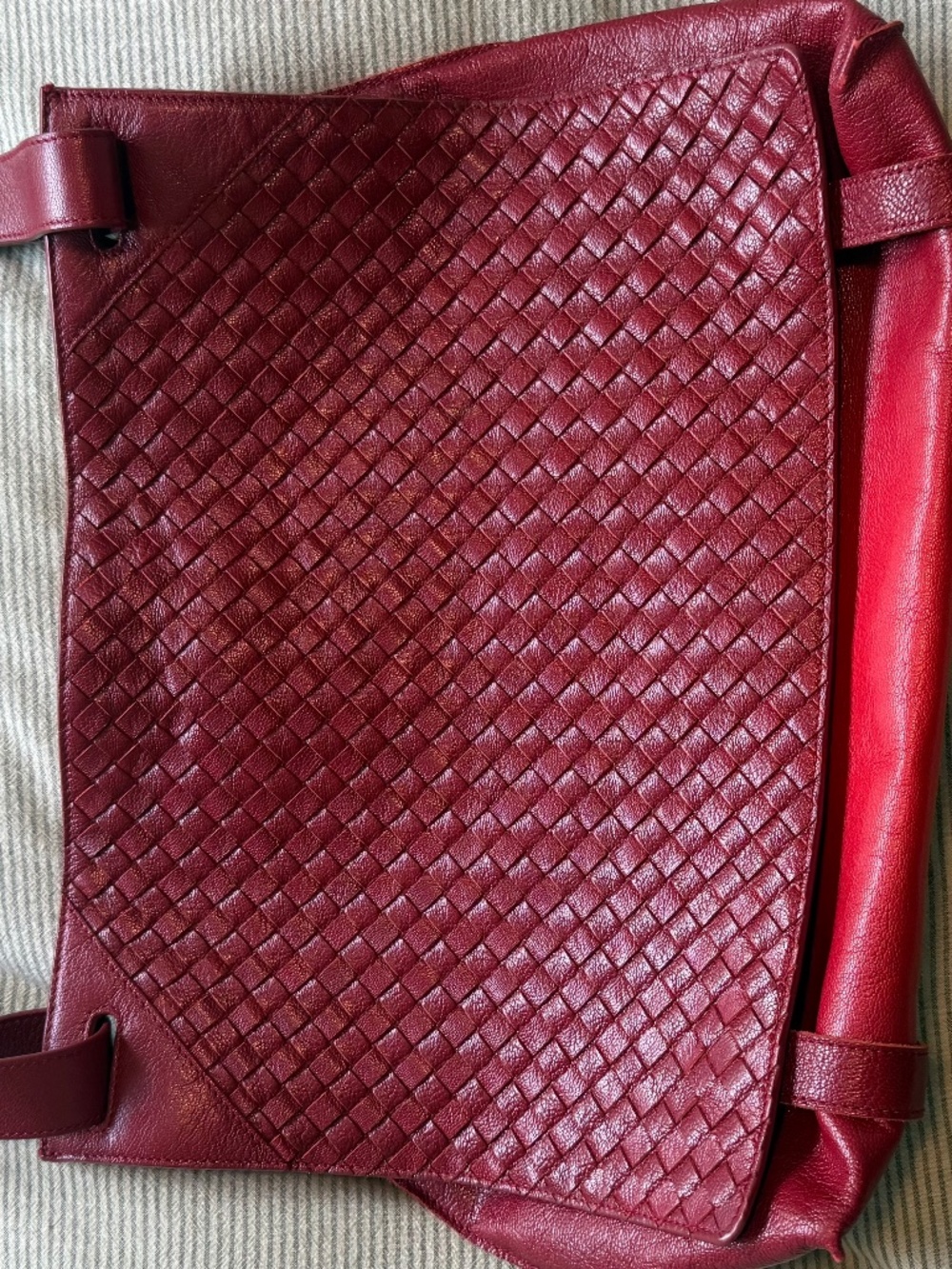 Bottega Venetia Intrecciato Shoulder Bag Messenger Bag Red Leather - Picture 4 of 6